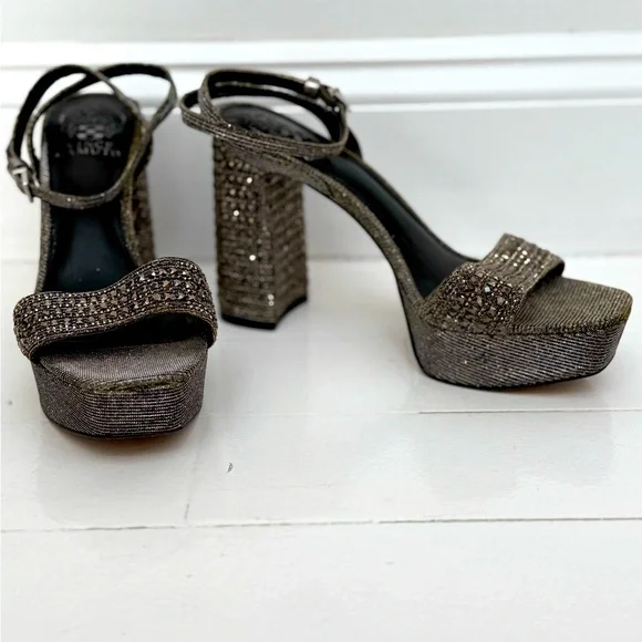 Vince Camuto Silver Heels with Embellished Strap - Picture 6 of 16